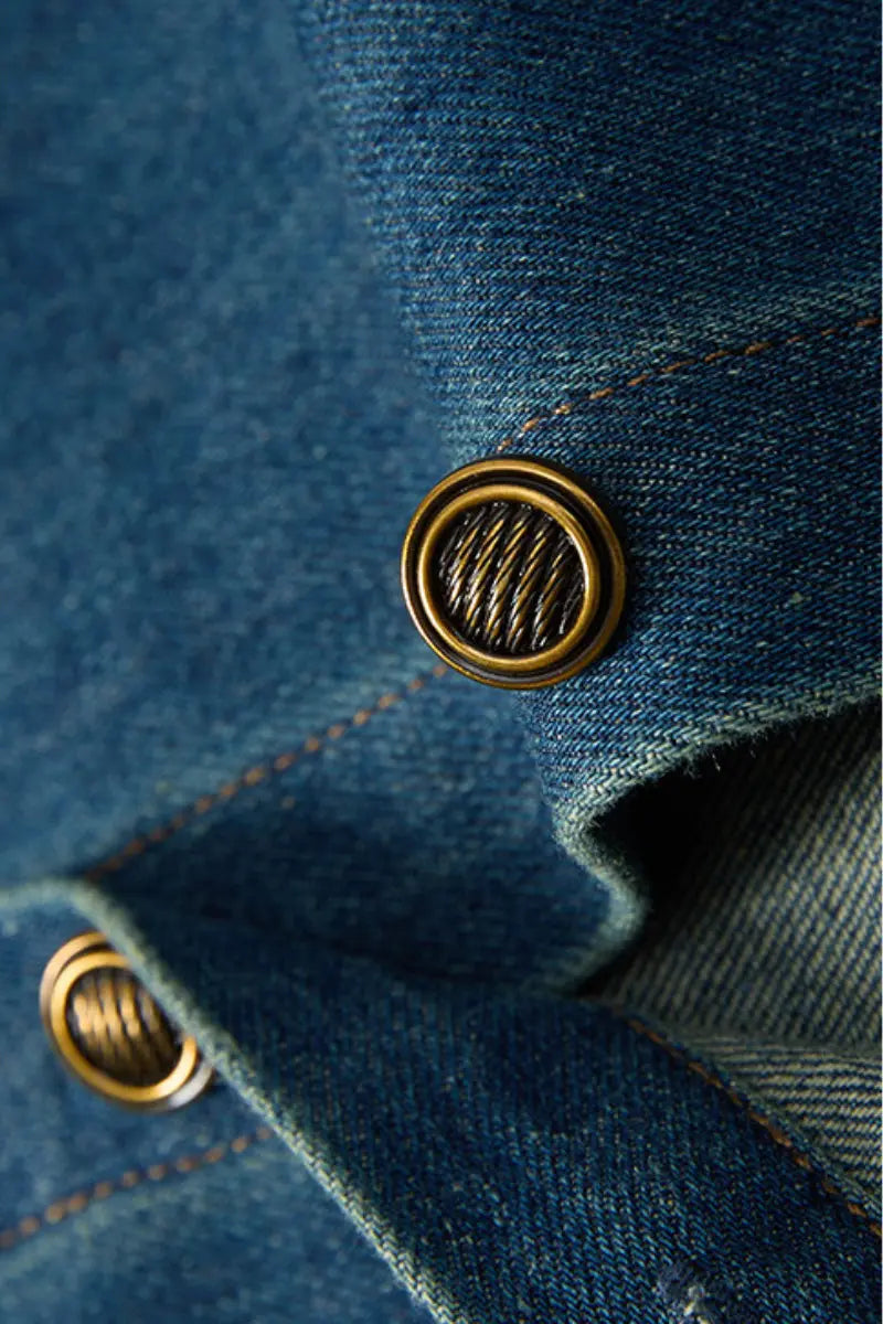Denim Sleeveless A-Line Midi Shirt Dress