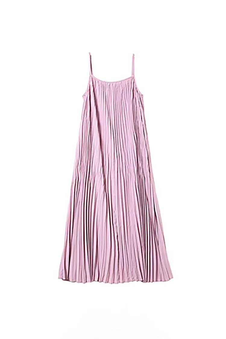 Tie Dye Pleated Spaghetti Strap Beach Dress