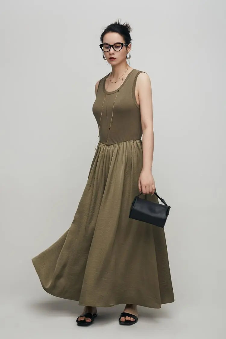 Silky Patchwork Tank Dress