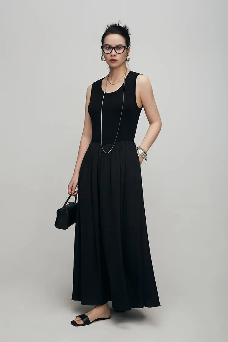 Silky Patchwork Tank Dress