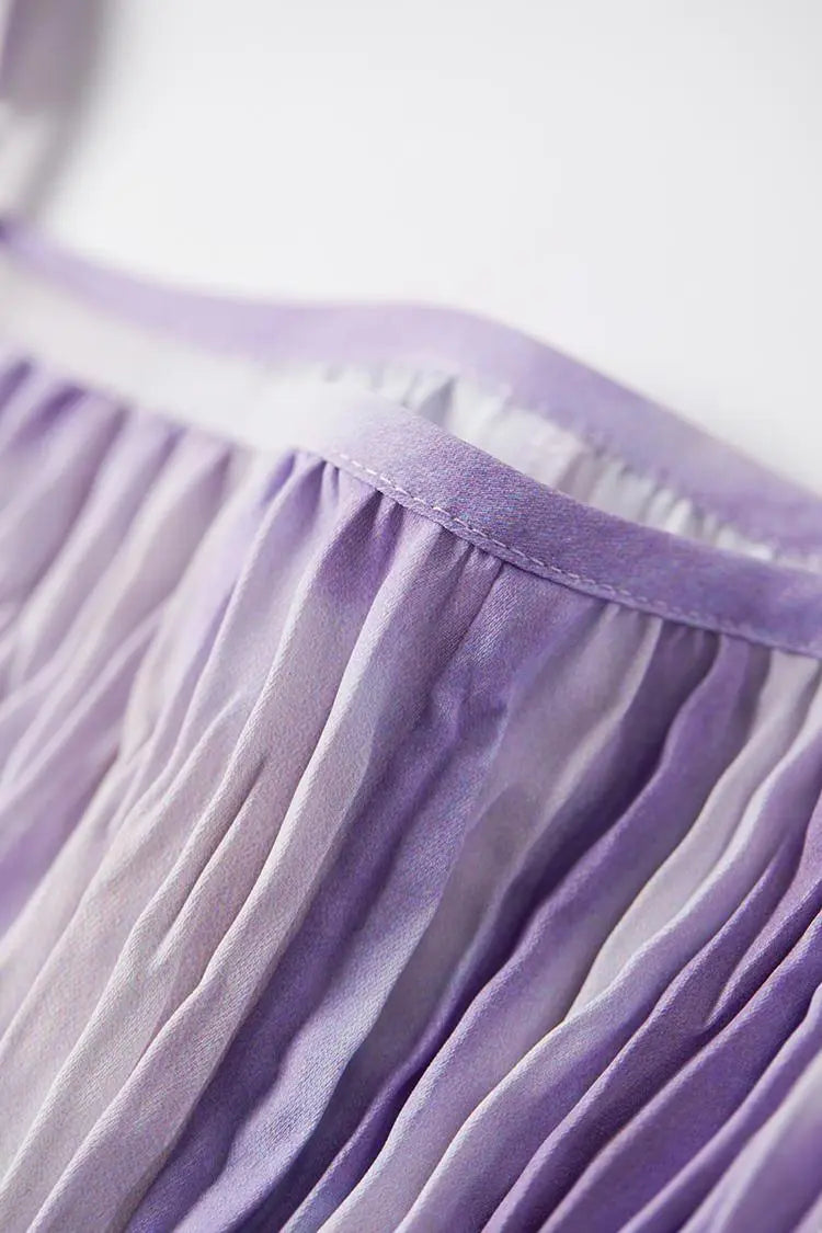 Tie Dye Pleated Spaghetti Strap Beach Dress