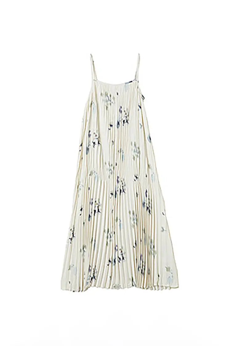 Tie Dye Pleated Spaghetti Strap Beach Dress