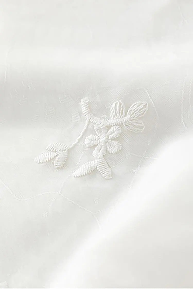 White Flowy Halter Embroidered Dress