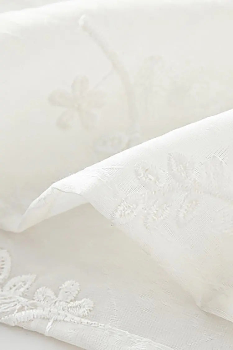 White Flowy Halter Embroidered Dress
