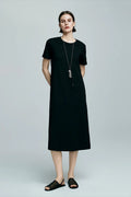Black Midi T-Shirt Dress with Pockets