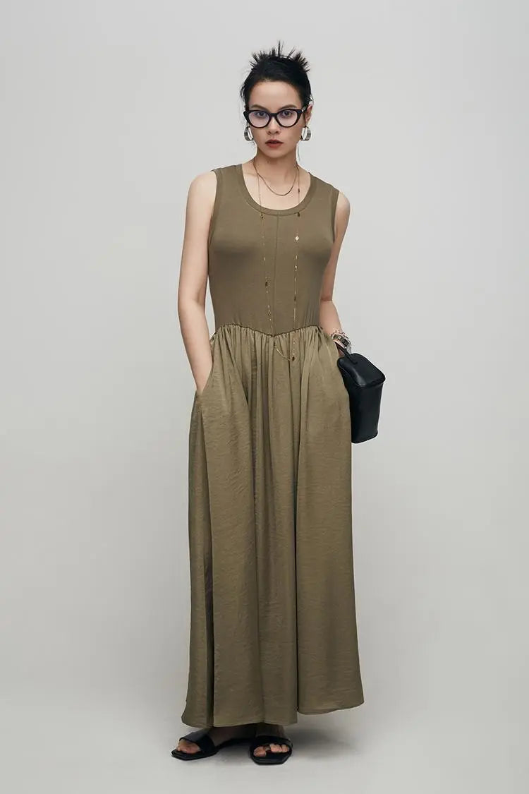 Silky Patchwork Tank Dress