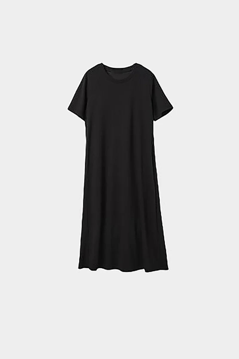 Black Midi T-Shirt Dress with Pockets
