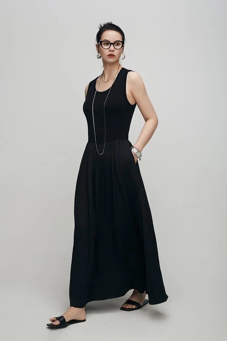 Silky Patchwork Tank Dress