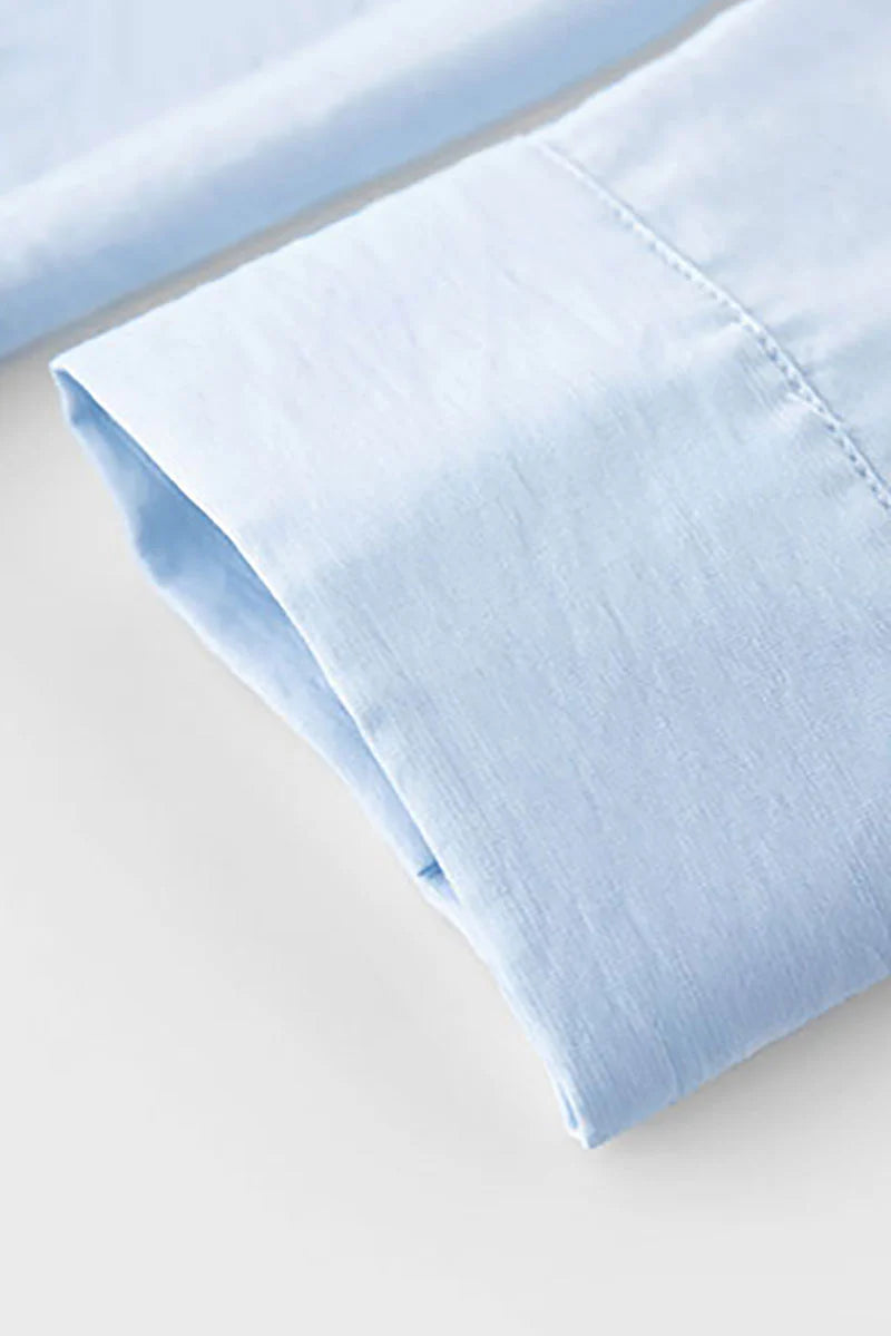 Baby Blue Long Sleeve Midi Shirt Dress