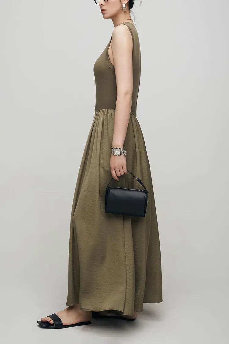 Silky Patchwork Tank Dress