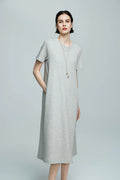 Grey Midi T-Shirt Dress with Pockets